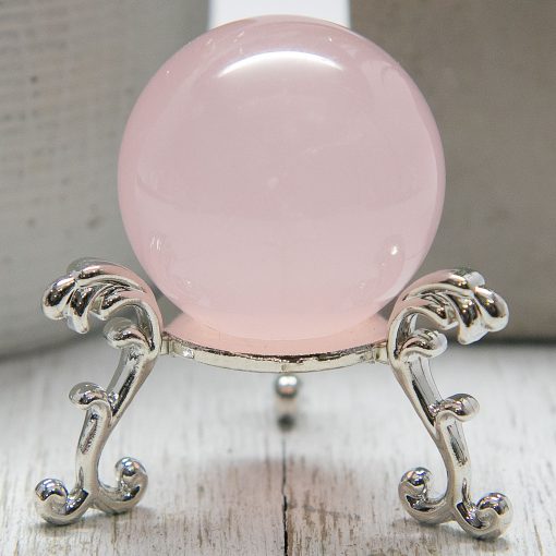 Star Rose Quartz Sphere, Natural Pink Mozambique Quartz Crystal Stone