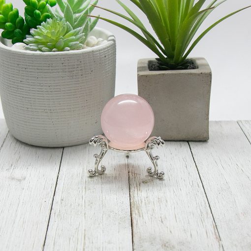 Star Rose Quartz Sphere, Natural Pink Mozambique Quartz Crystal Stone